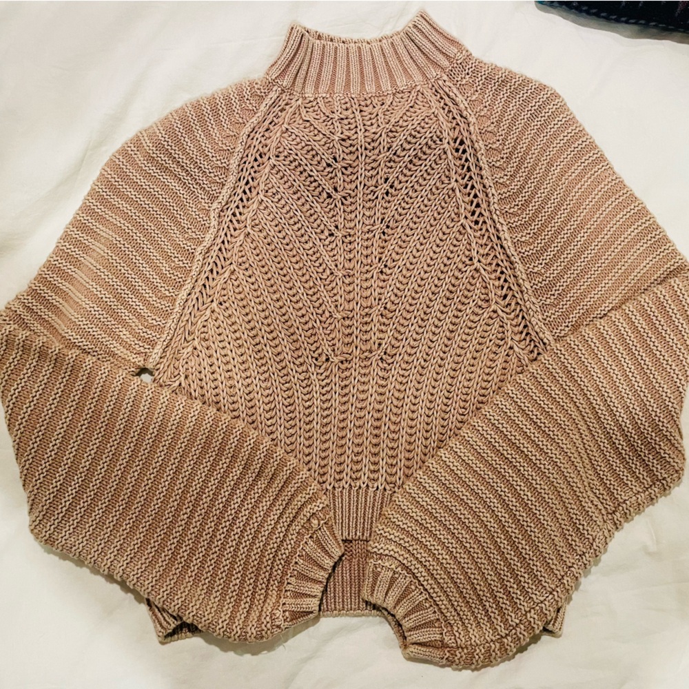 Free People pink/beige cotton knit sweater size M.